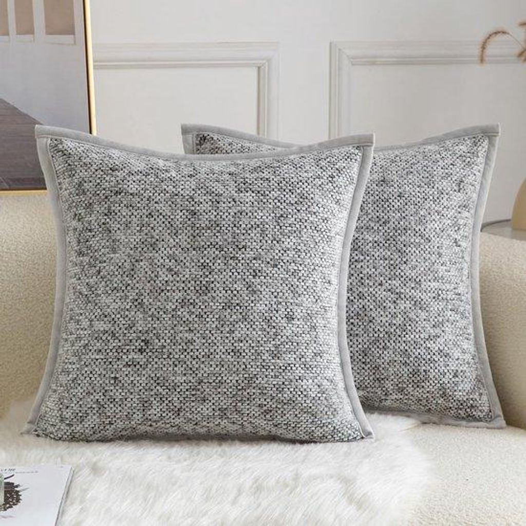 Unyqoos Dekorative Kissenhüllen Set 2er mit Tie-Dye Design und Chenille, 55x55 cm, doppelseitig, pflegeleicht