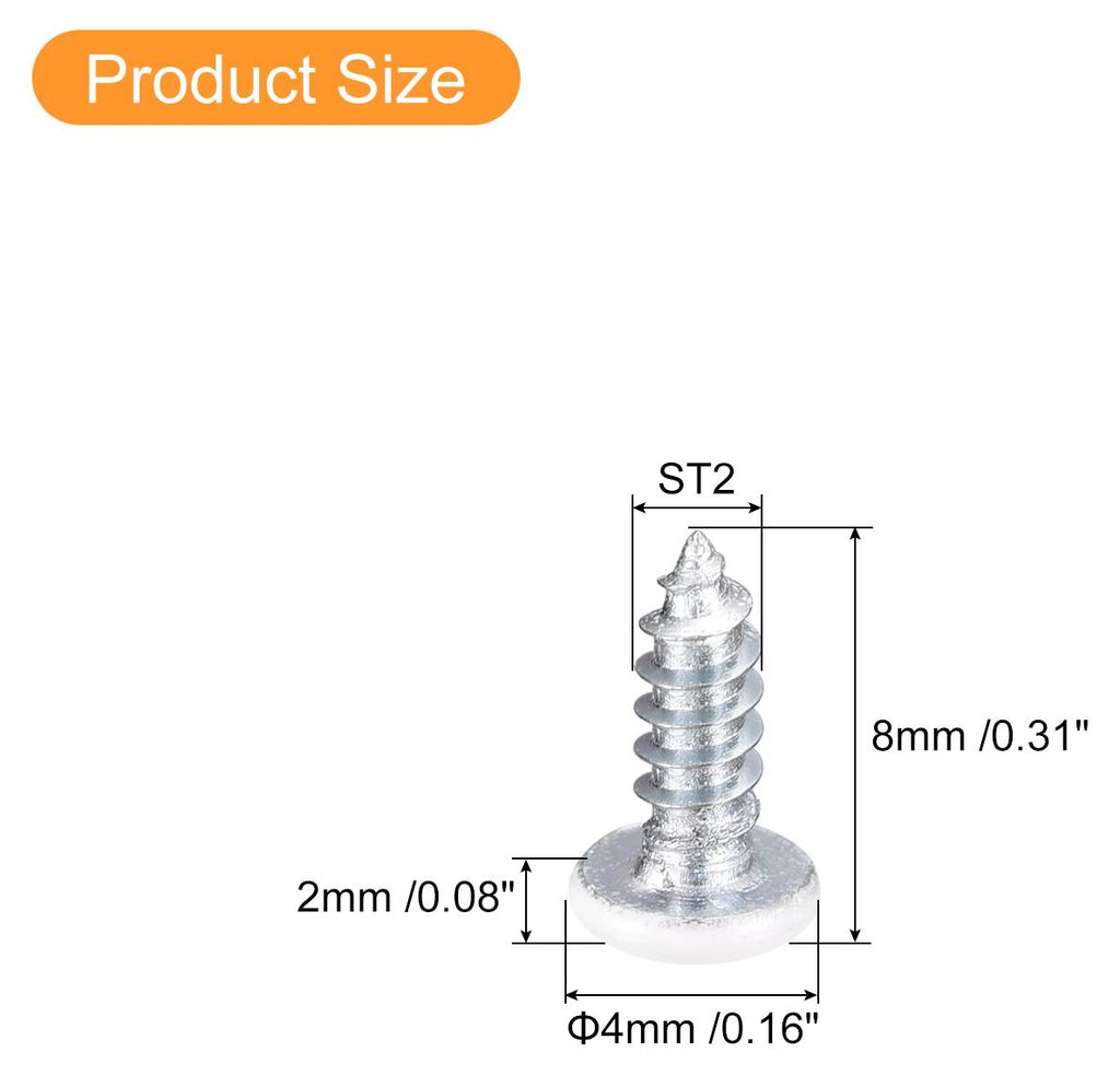 ST2x8mm 100Stk Wei?e Schrauben Senkkopf Holz Selbstschneidend Schrauben Pfanne Kopf Kreuzschlitz Holzschrauben fš¹r Holzarbeiten