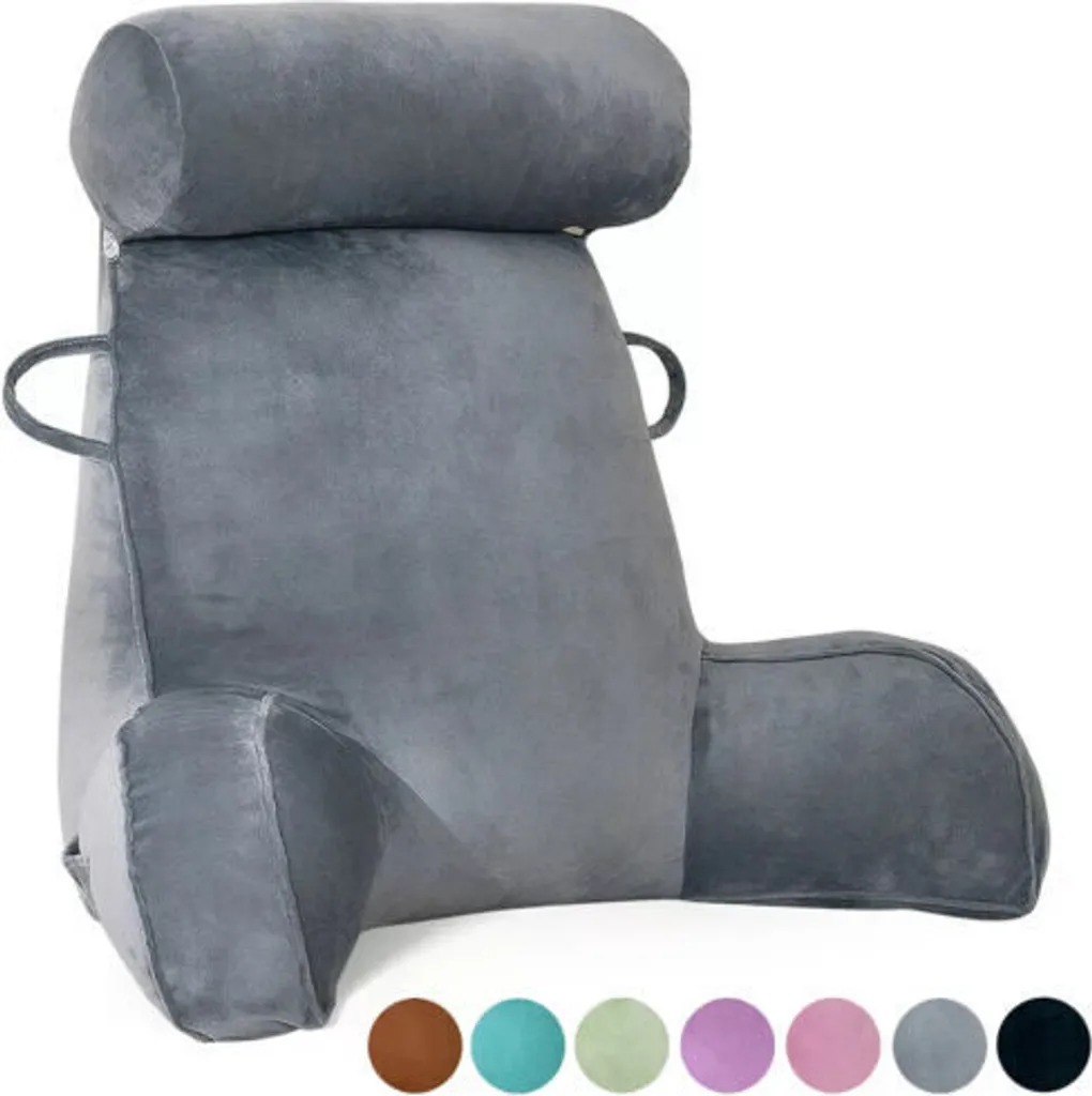 Coussin de lecture gris ergonomique, soutien du dos pour TV et détente