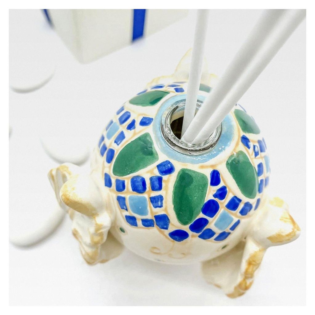 Lufterfrischer für Räume, Pumo, Grün, mit orangen Dekorationen und Siena Ampulle aus Glas, originelle Gastgeschenke für Hochzeiten