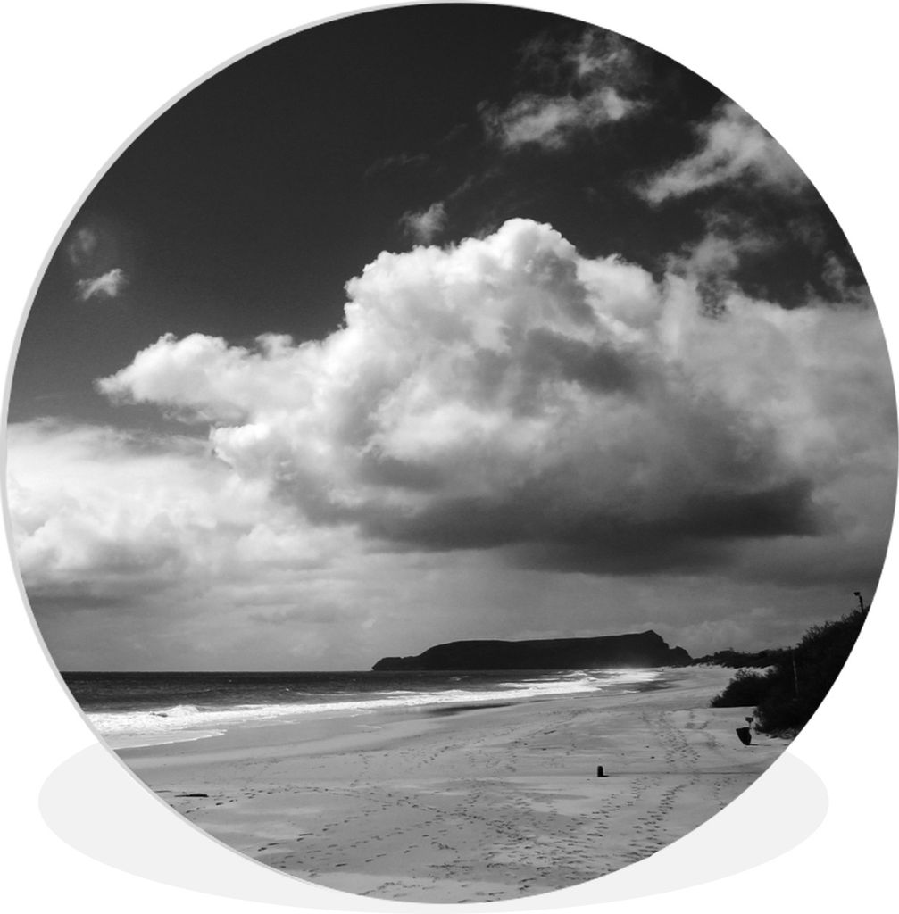 MuchoWow Rundes Wandbild - Runde Bilder Wolken - Schwarz - Weiß - Madeira Ø 60 cm Kreis Wanddekoration Kunststoff - Wandkreis - Wandschmuck - W...