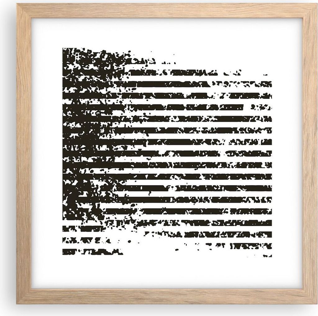 Gerahmtes Poster - Rahmen in heller Eiche - Abstraktion Schwarz Gürtel - 30x30 cm - Wand Bild - Wanddeko - Wandbilder - Kunstposter - Wandposter -...