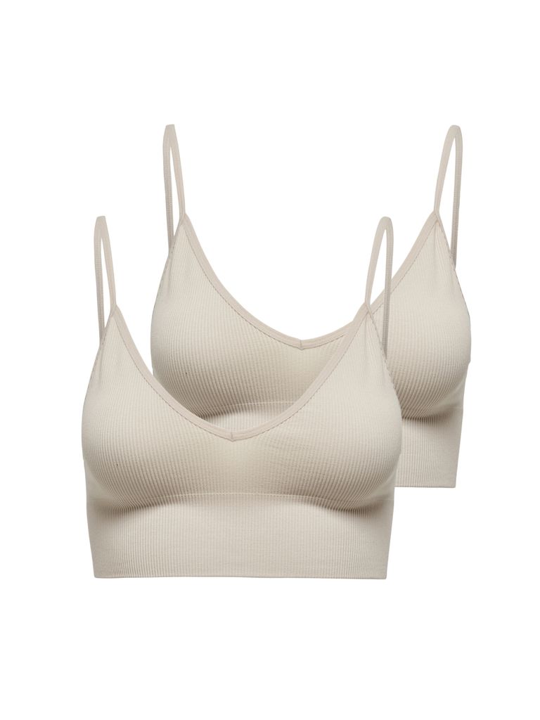 ONLY Crop Shirt Top Spaghetti Ripp Oberteil Bralette 2-er Pack ONLVICKY Größe: XS-S