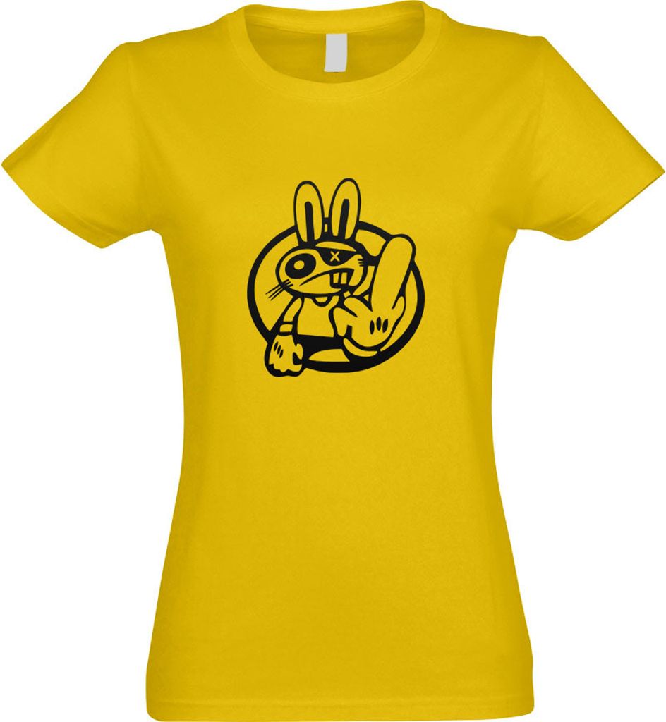 Kiwistar - T-Shirt tailliert - Damen - gelb - Drift Rabbit - mit Motiv Bedruckt - Funshirt Design - Sport - Freizeit - Damen - L