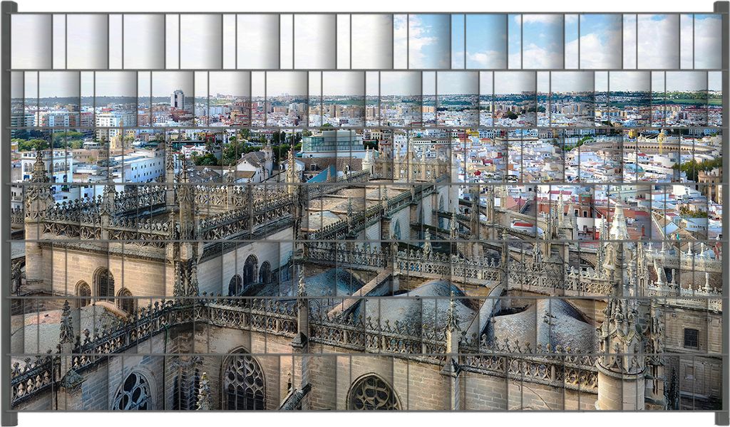 Wallario Zaunsichtschutz mit Motiv Dächer von Sevilla für Ein- und Doppelstabmatten Zäune in der Größe 250 x 140 cm