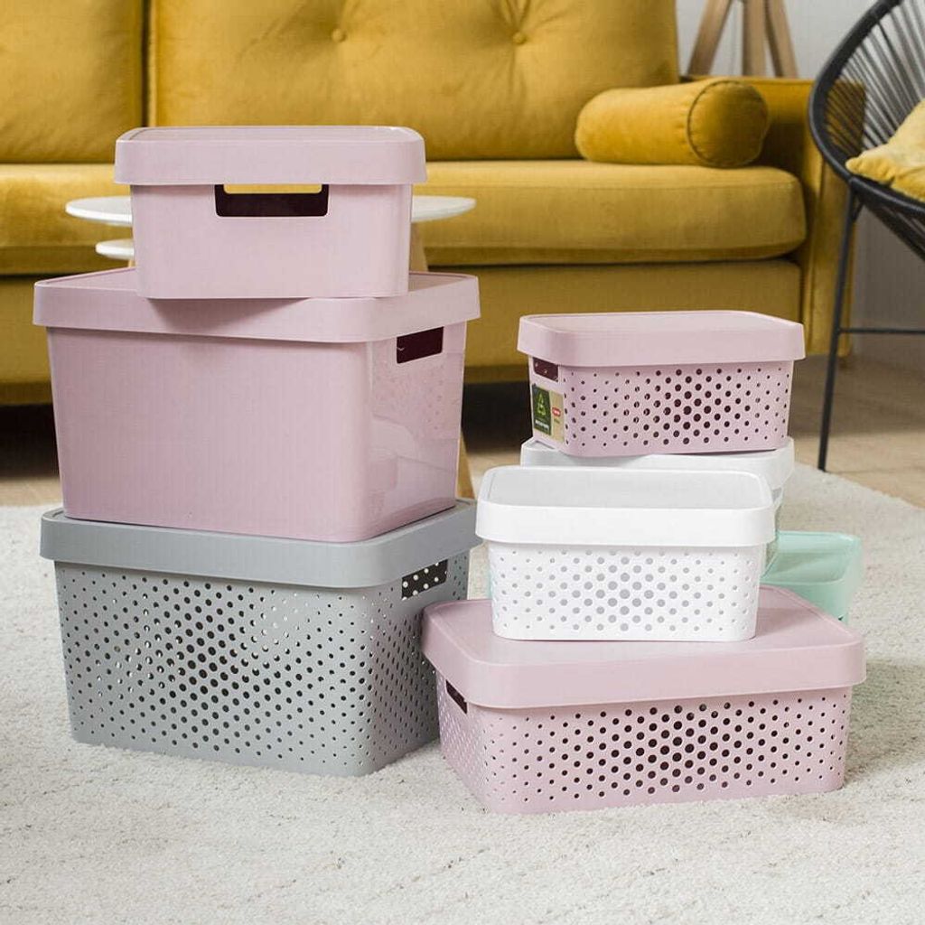 Úložný box INFINITY 11l s vekom sivý perforovaný Obrázok produktu 4