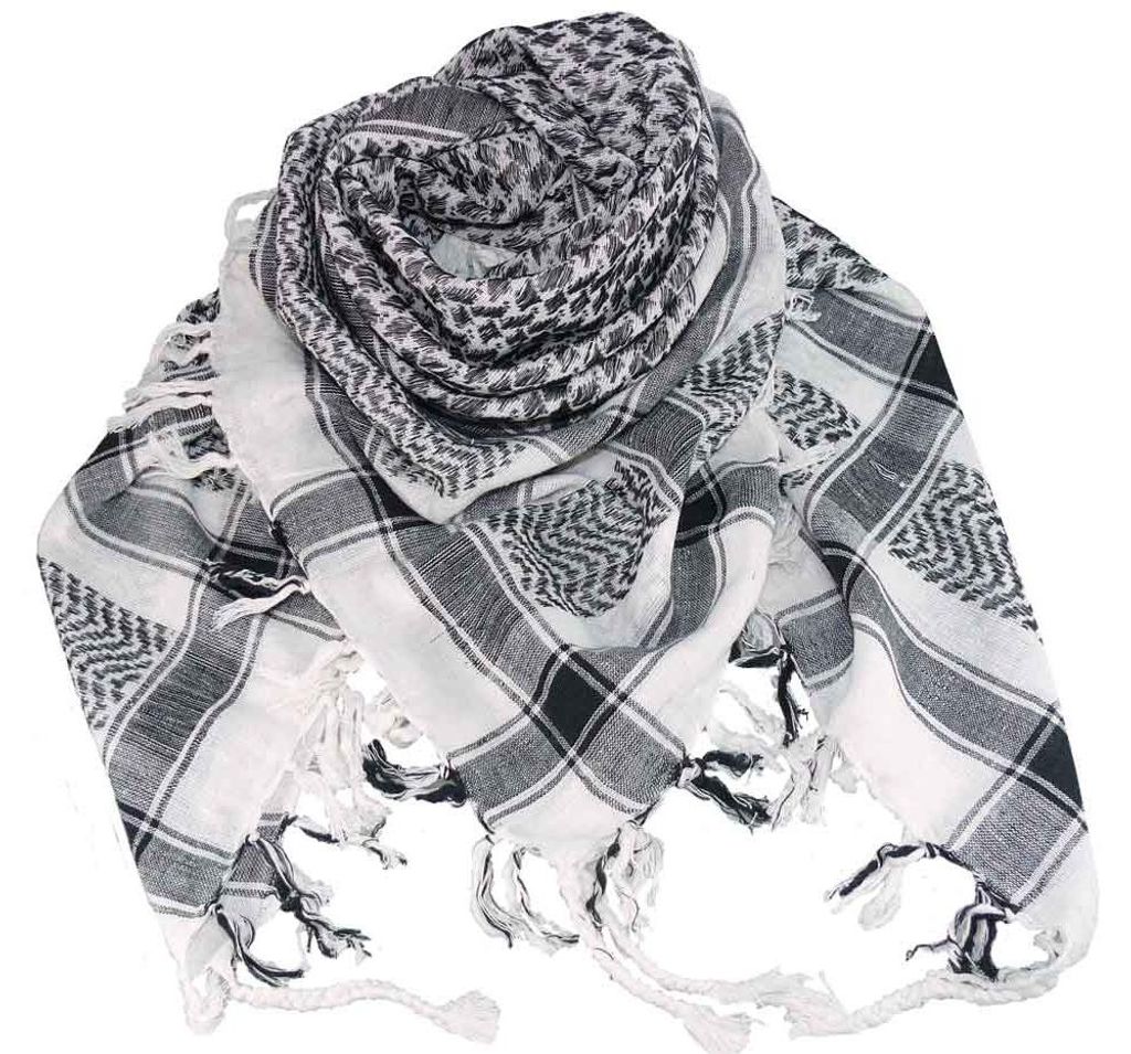 Harrys-Collection Uni PLO Tuch Kufiya Shemagh, Weiß/Schwarz Produktbild 
