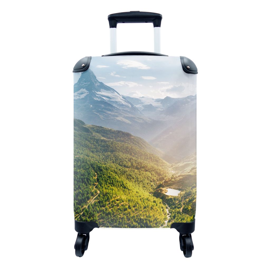MuchoWow Koffer Handgepäck Trolley Rollkoffer Kleine Reisekoffer mit 4 Rollen - Berge - Pflanzen - Landschaft - Cabin Size < 55x40x23 cm & 55x40...