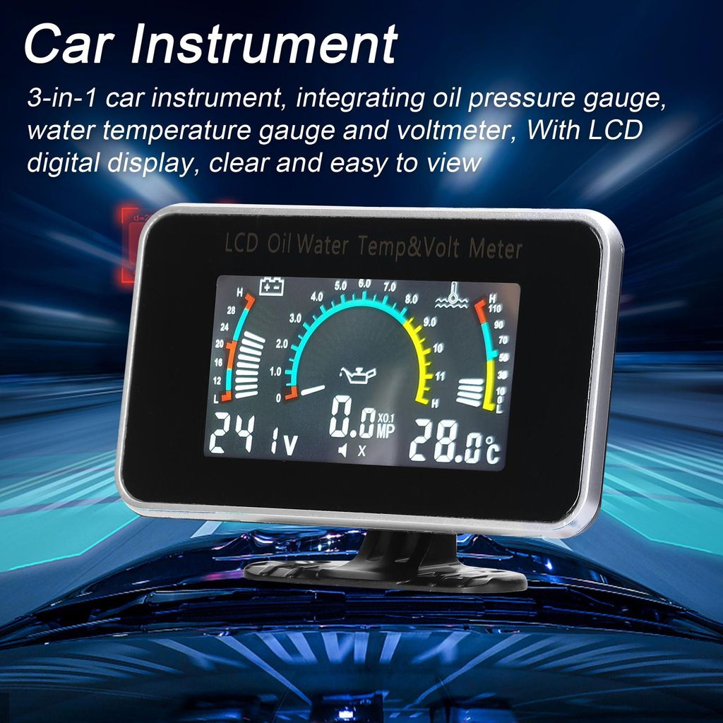 3-in-1-LCD-Meter digitale Öldruckspannung Wassertemperaturmesser Universal Instrument 9-36 V für LKW SUV RV
