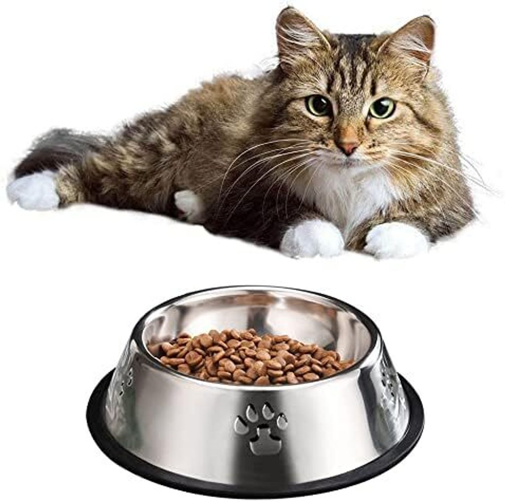 2 Stück Edelstahl Napf Katze, rutschfeste Haustier Schüssel/Futternapf (XS-15 cm)