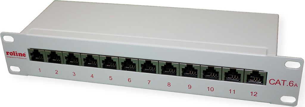 ROLINE 10-Zoll Patchpanel 12 Ports, Cat.6A (Class EA), geschirmt