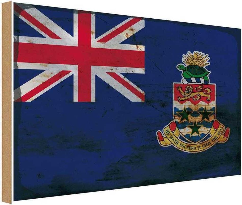 vianmo Holzschild 12x18 cm Cayman Islands Rost Flagge Fahne Wappen