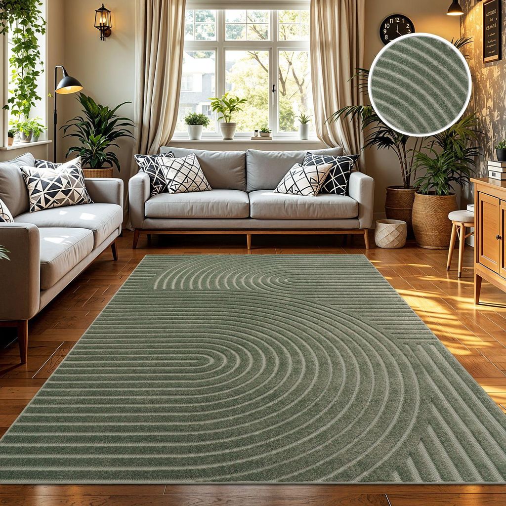 TT Home In-& Outdoorteppich Wetterfest Balkon Schlafzimmer Boho Skandi Motiv Unifarben Geometrische Optik Moderner Style Größe 240x340 cm