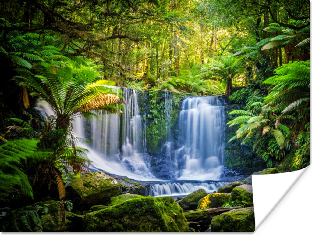 MuchoWow Poster Dschungel - Wasserfall - Australien - Pflanzen - Natur 40x30 cm - Plakate für die Wände - Poster Wohnzimmer