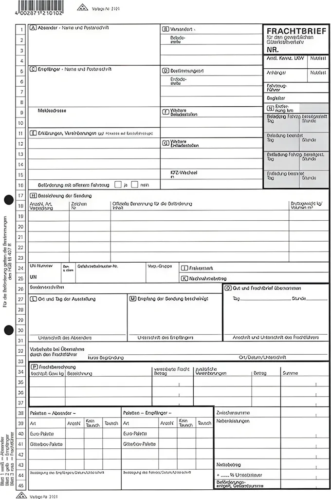 Lettre de voiture RNK transport de marchandises DIN A4 autocopiant 25 ex
