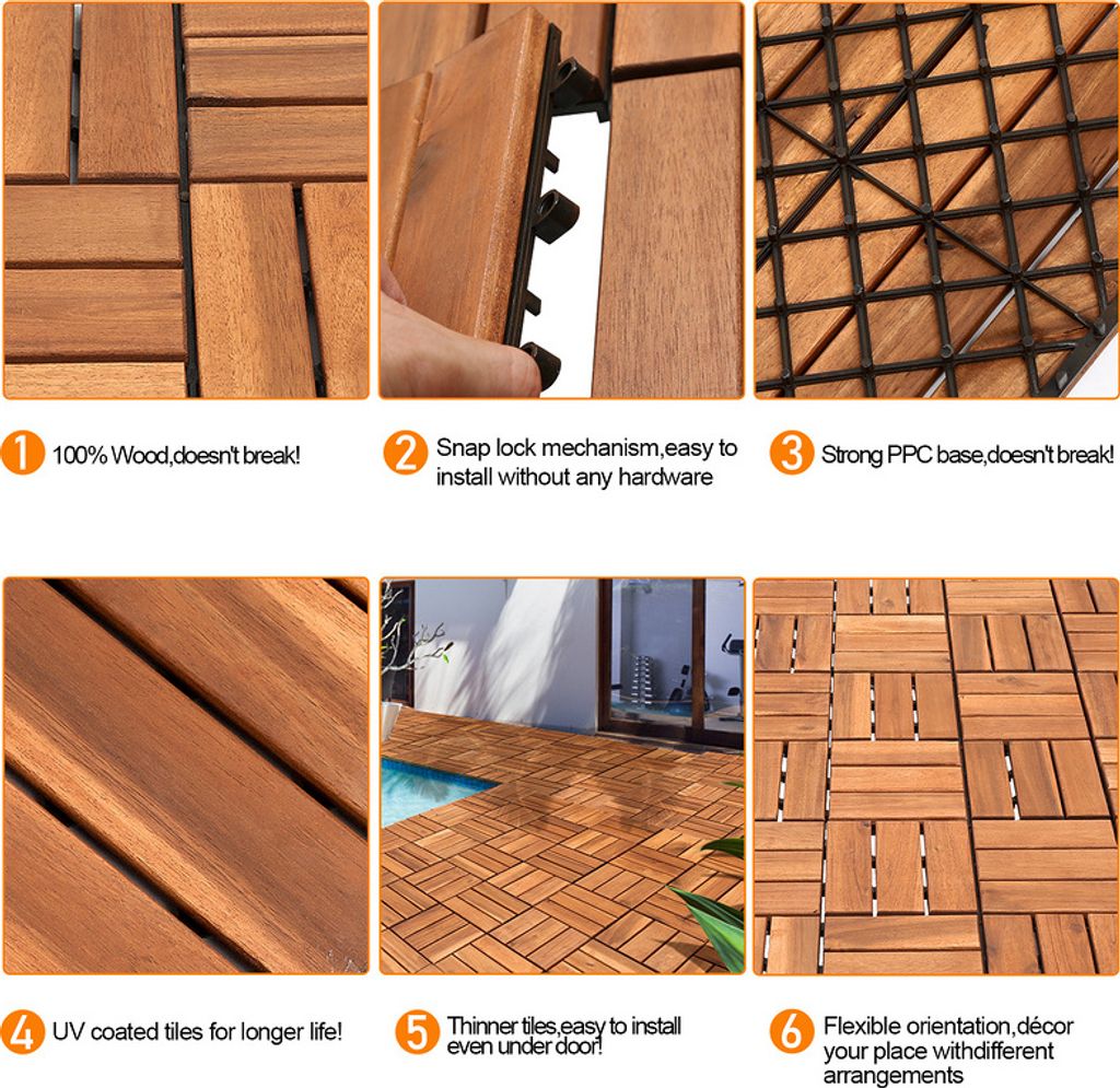 Jopassy 7m² dřevěné dlaždice akátová mozaika terasová Obrázek produktu 7