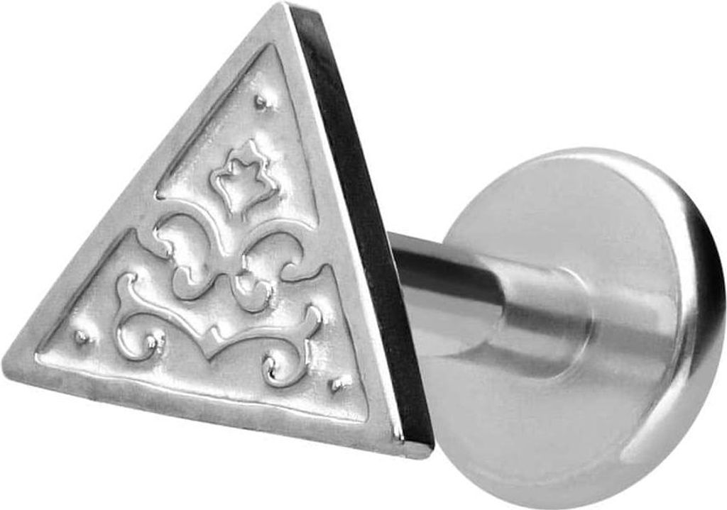 Ohrpiercing, Nasenpiercing Titan Labret mit Innengewinde DREIECK Silber Stablänge: 8mm | Stabstärke: 1,6mm