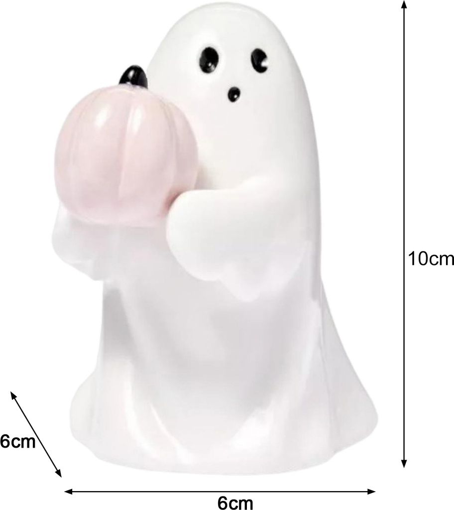 2 Stück Halloween-Geist-Statue, gruselige Harz-Geist-Rosa-Kürbis-Fledermaus-Figur, niedliche Halloween-Haus-Tischdekoration für drinnen und drau...