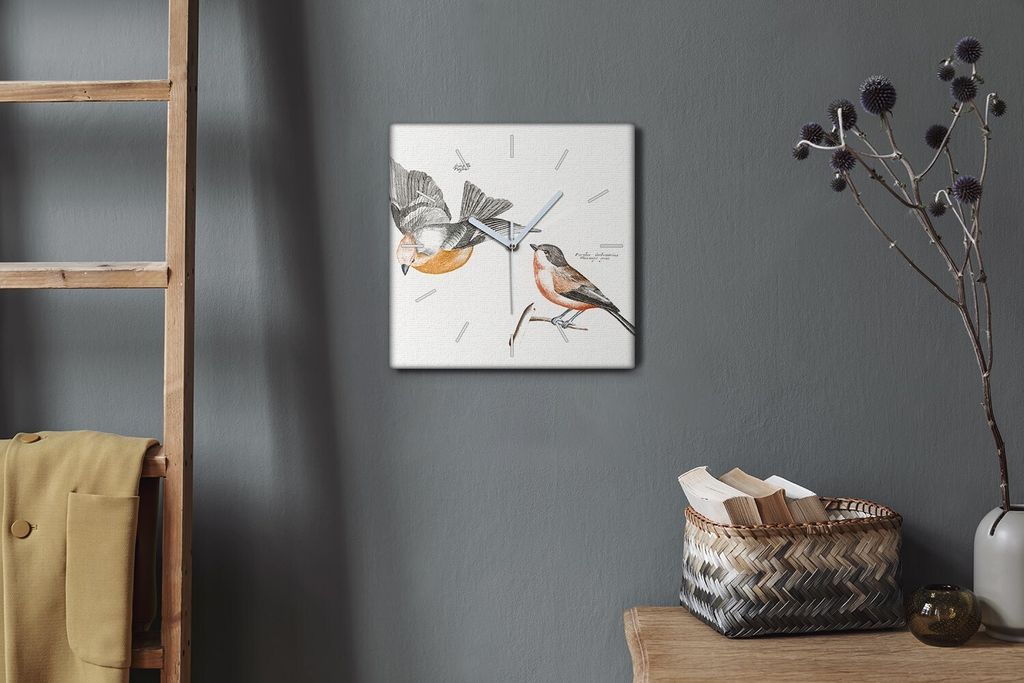 Coloray Hodiny Unikátní 30x30 cm Tiché hodiny Pro obývací pokoj a kuchyň Nástěnné hodiny Plátno Bílé ručičky hodin - Větev zvířat...