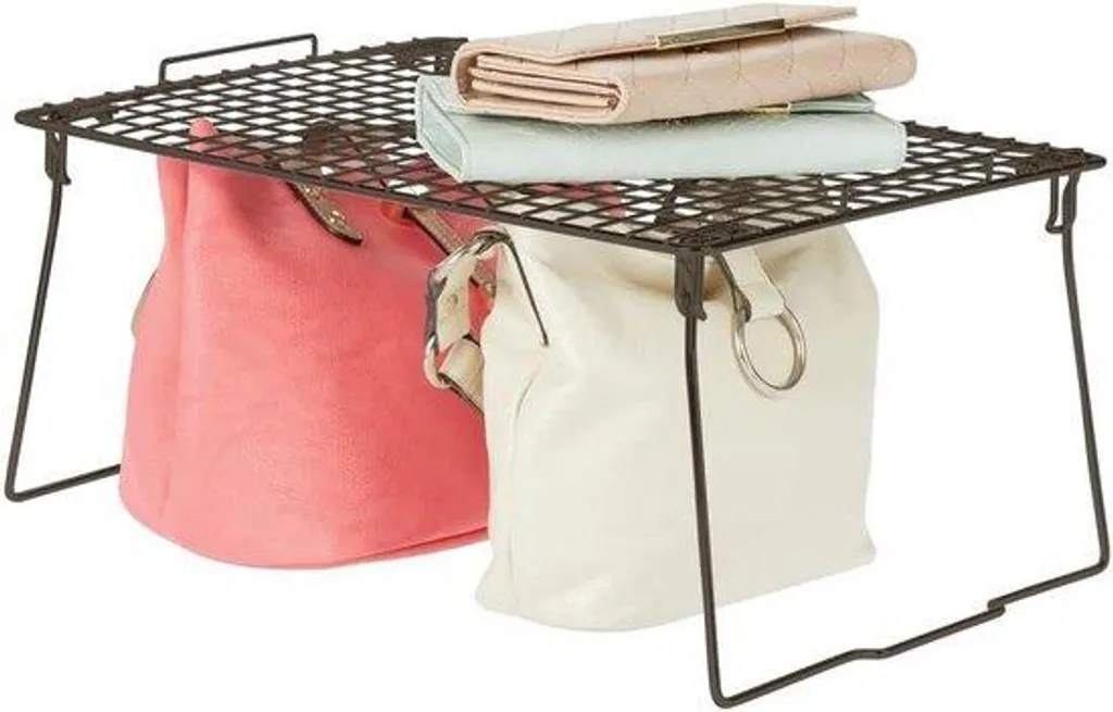 Organiseur de chambre pliable métal bronze - Rangement d'appoint gain de place