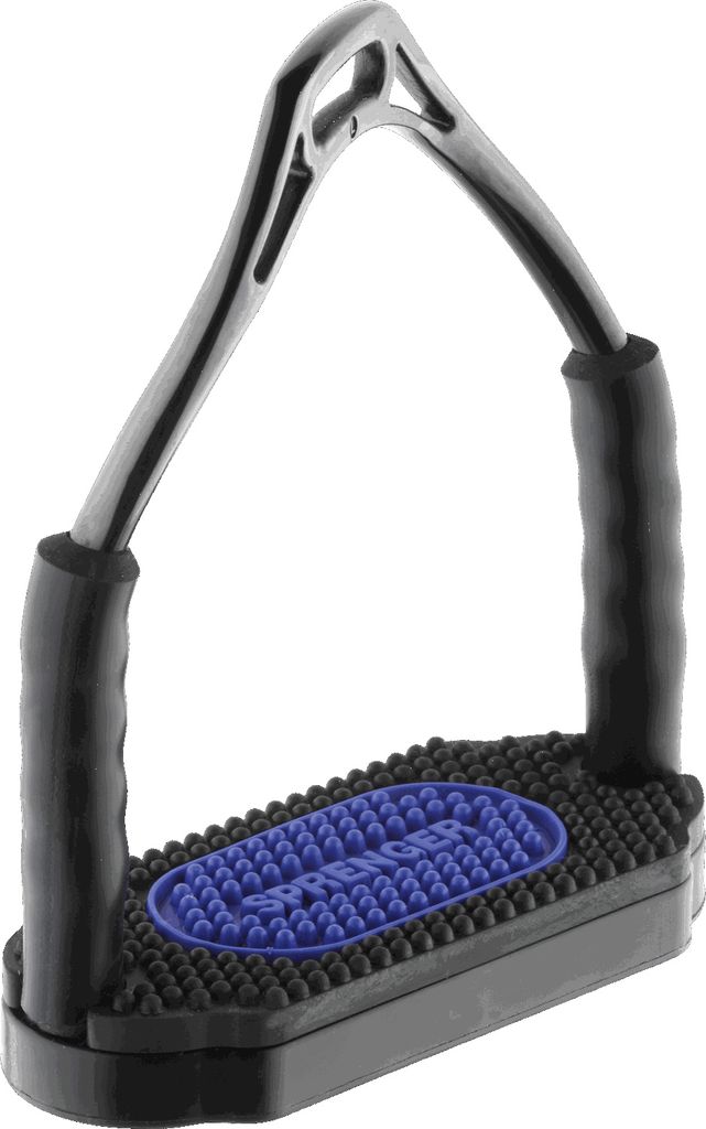 Sprenger Bow Balance Steigbügel Edelstahl rostfrei anthrazit , schwarz blau , Trittfläche Steigbügel:120mm
