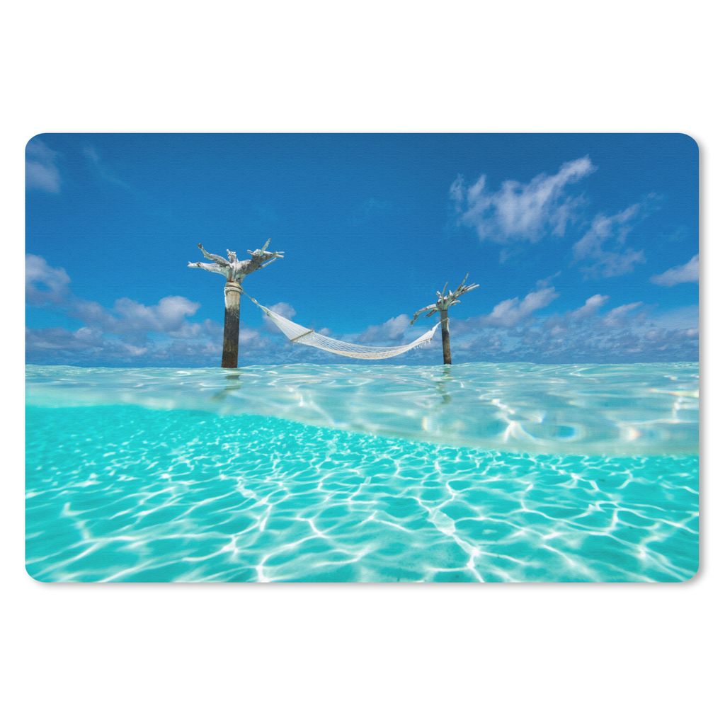MuchoWow Mauspad Mousepad Sommer - Meer - Hängematte 27x18 cm - Mousepads - Maus Mat - Pad - Mausunterlage - Büroartikel - Desk Matten