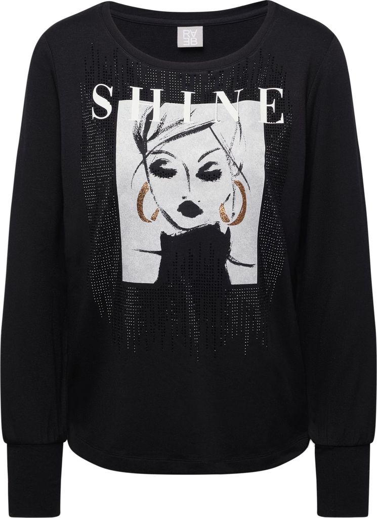 RABE Damen T-Shirt SCHWARZ Größe 46, weich & formstabil, mit Strass-Print