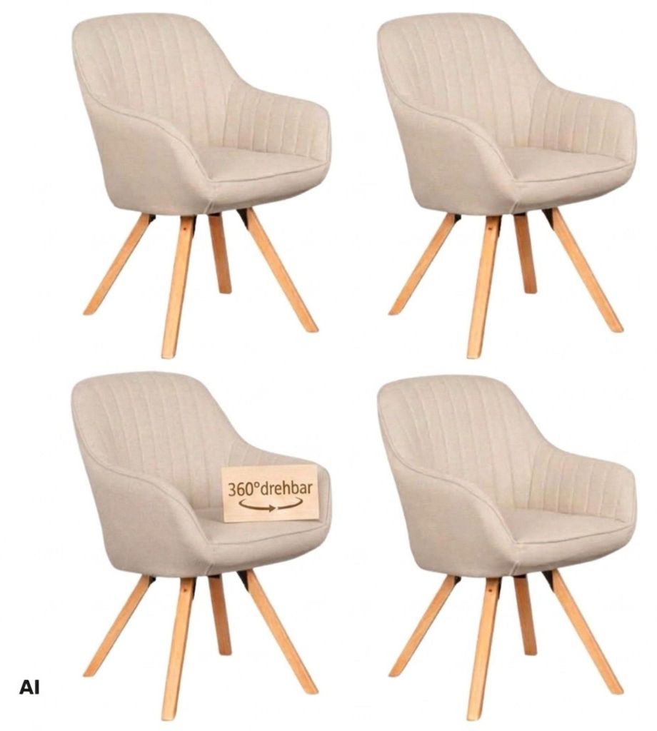 Mr. Deko Esszimmerstühle 4er Set Matera beige drehbar mit Produktbild 