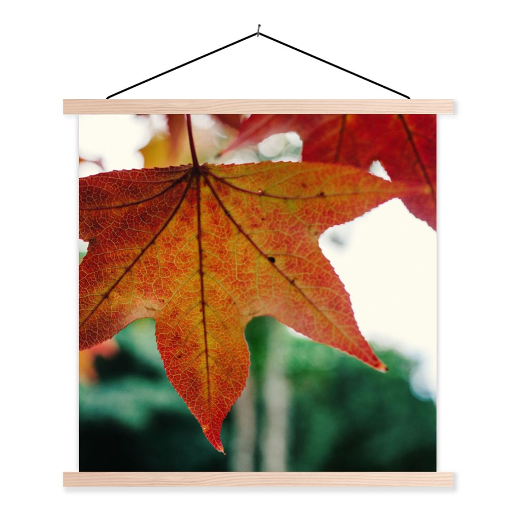 MuchoWow Textilposter Herbst - Landleben - Blätter - Jahreszeiten - Landleben 60x60 cm mit holzfarbenen Rahmen - Wanddekoration