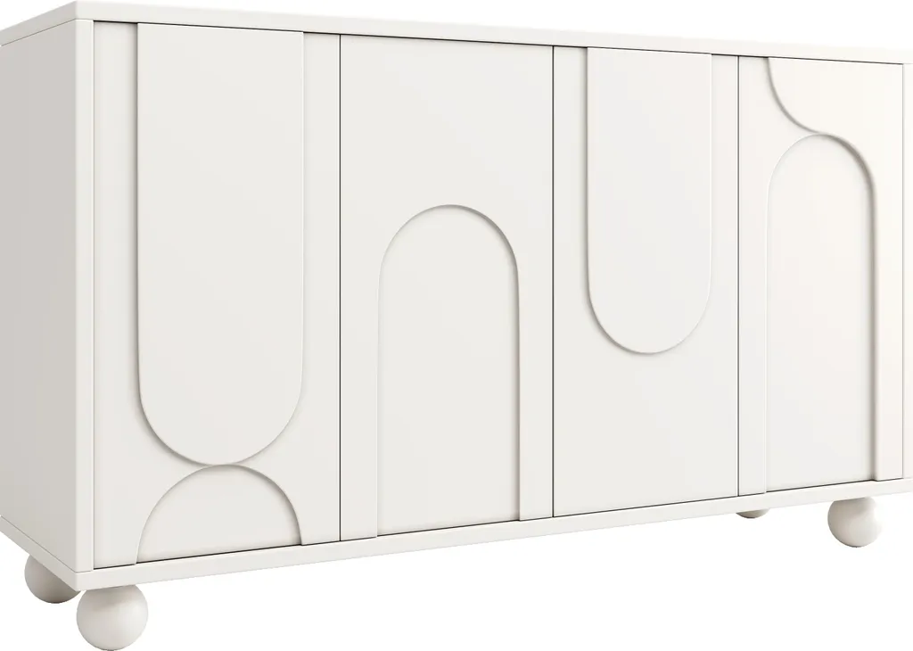 Buffet blanc 120 x 35 x 71 cm avec système d'ouverture par pression