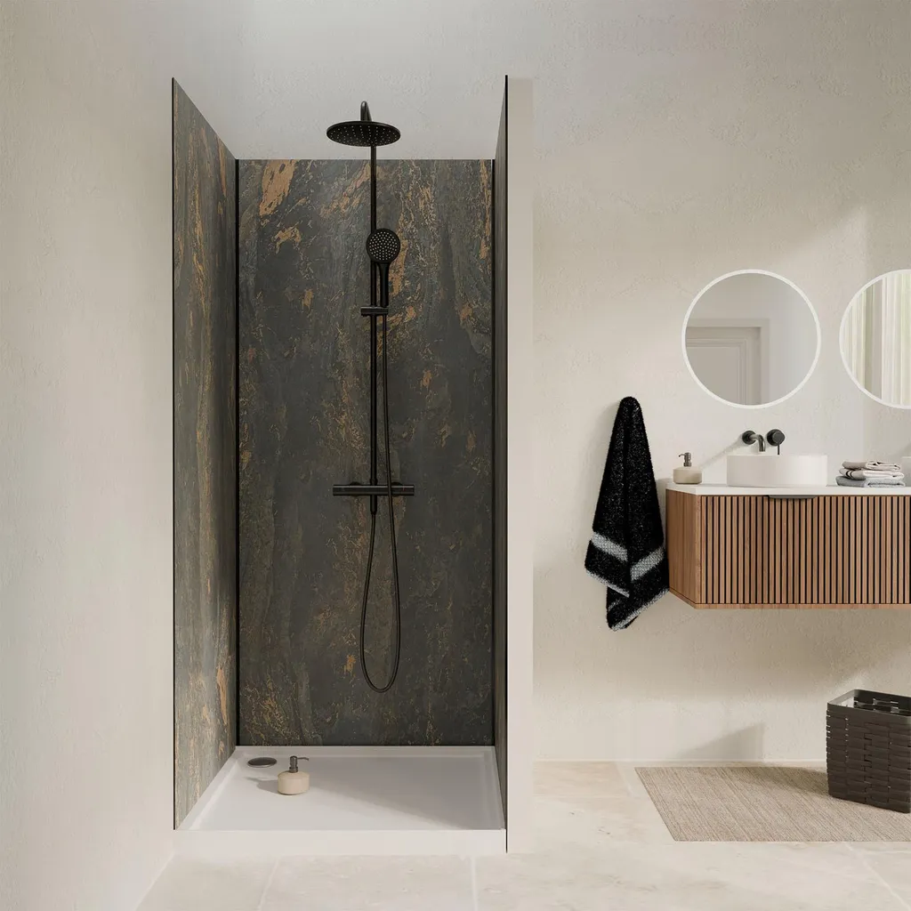 Panneaux Muraux Pierre Venus 90x210cm Étanches et Profilés Noirs Pack - 2