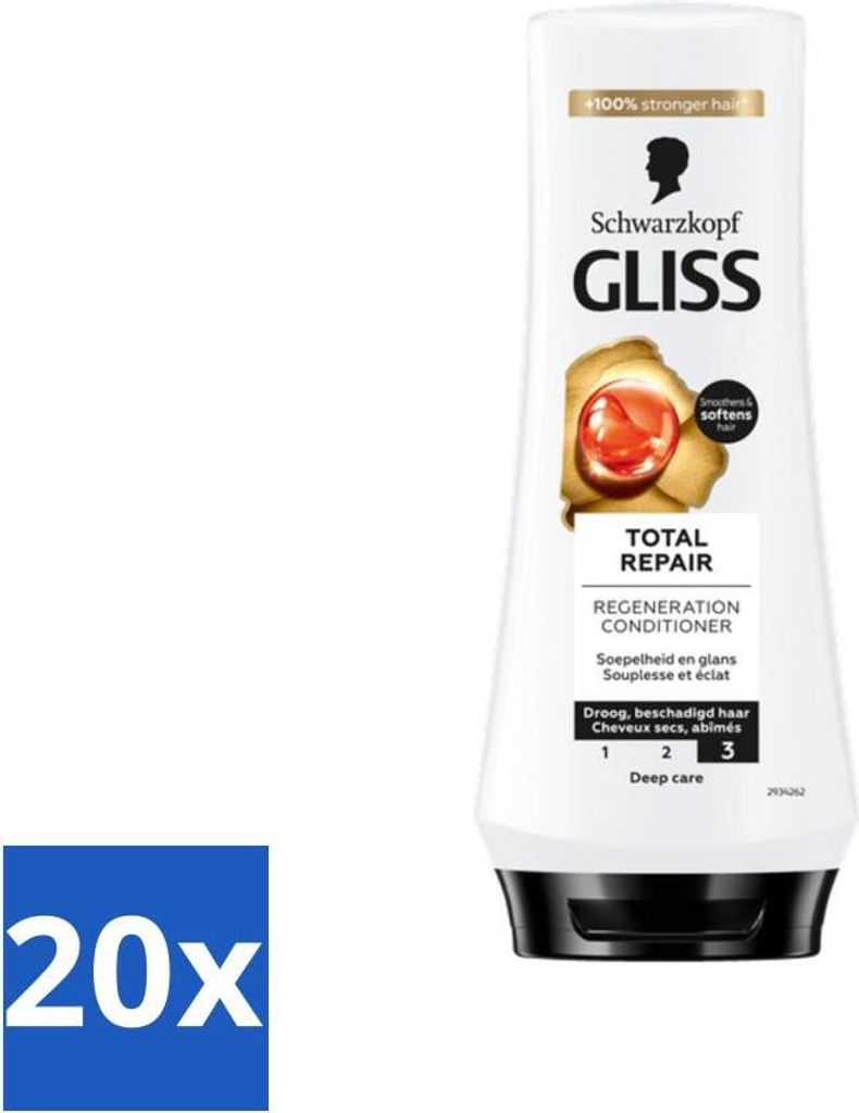 Gliss Hair Repair Conditioner für vollständige Wiederherstellung - 200 ml - Vorteilspack - 20 Stücke