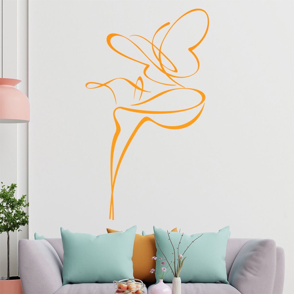 Schmetterling Linien Wandtattoo in 6 Größen - Wandaufkleber Wall Sticker - Dekoration, Küche, Wohnzimmer, Schlafzimmer, Badezimmer