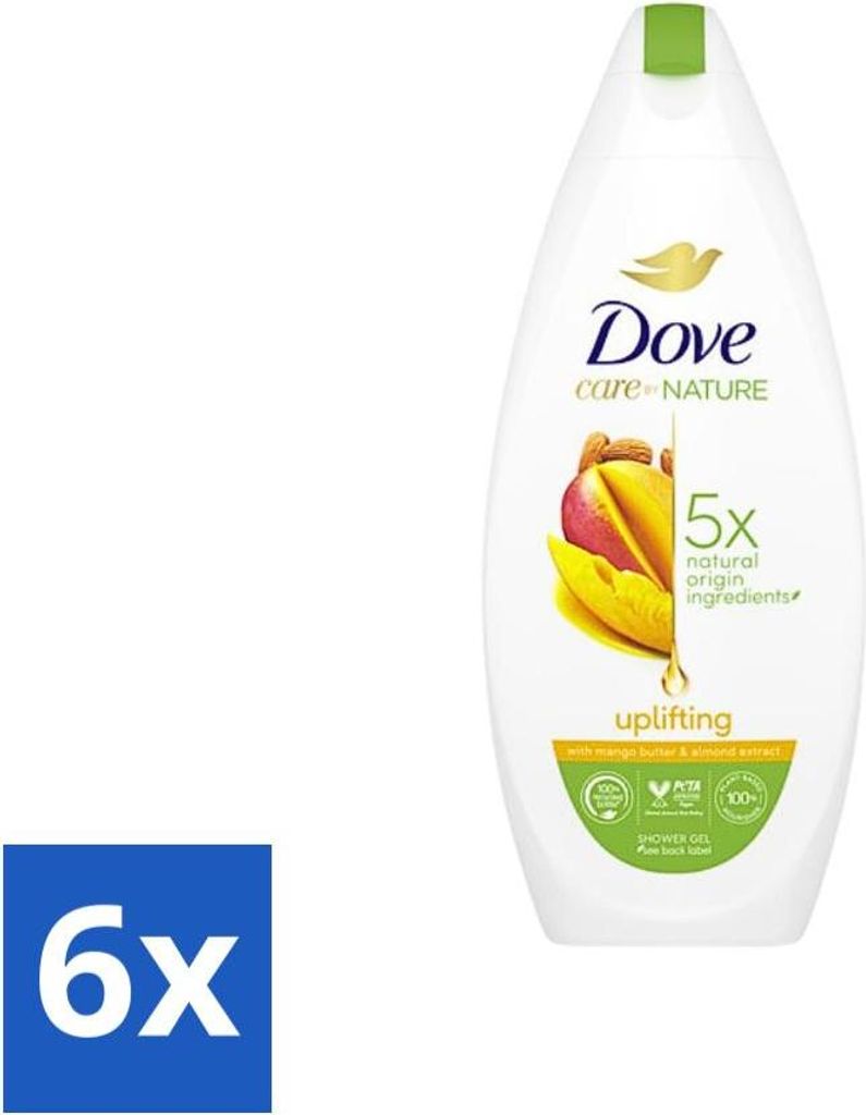 Dove Care By Nature – Erfrischendes Duschgel – Mangobutter & Mandelextrakt – 225 ml - Vorteilspack - 6 Stücke