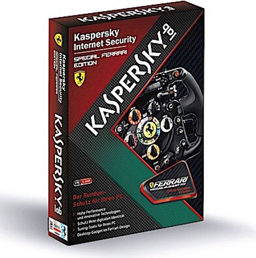 Kaspersky Lab Internet Security Special Ferrari Edition, 1 Y, 1 u, DE, 1 Benutzer, Box, 1 Jahr(e), 800 MHz, Windows Vista Home Basic (32/64 Bit) Wi...