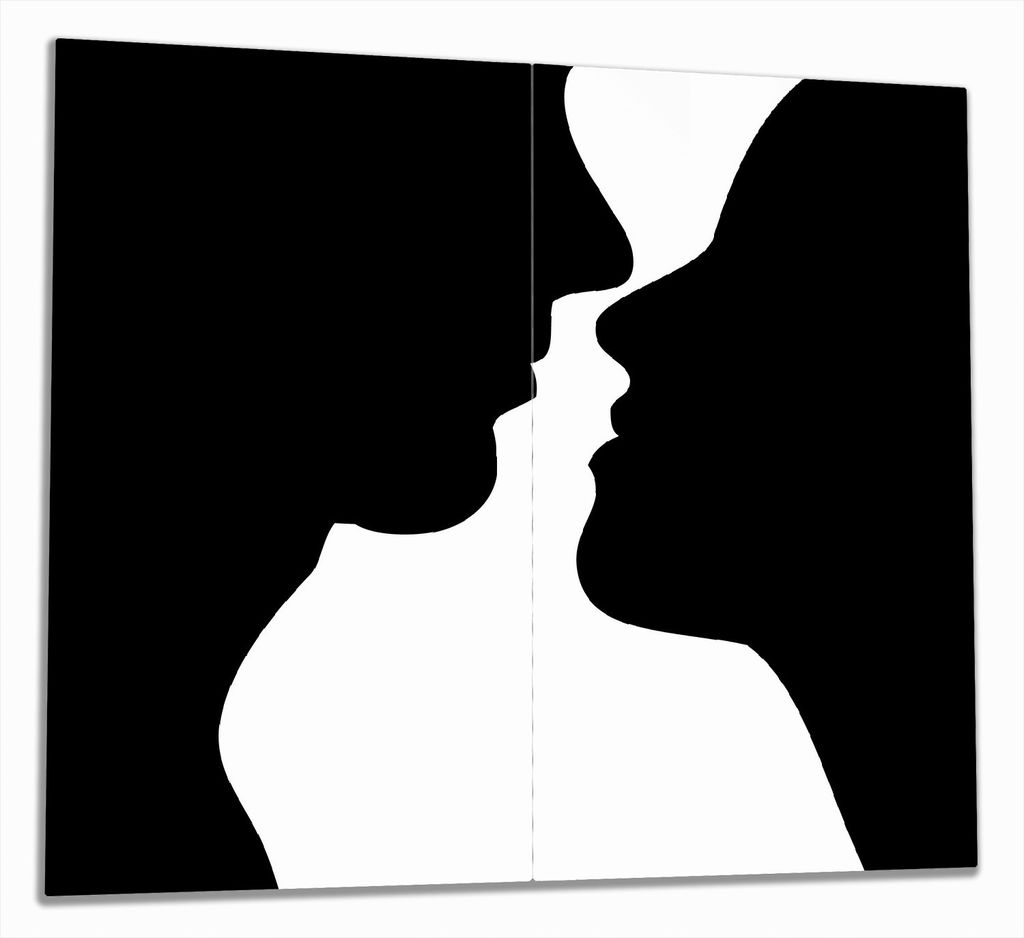 Wallario Herdabdeckplatte aus Glas, Größe 60 x 52 cm 2-teilig, Motiv Mann und Frau