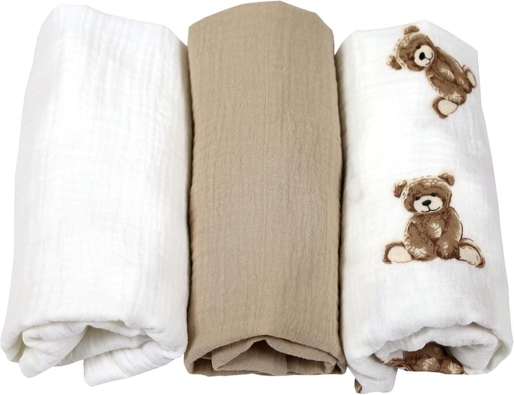 BabyLux Musselin Spannbettlaken Set – 3er Pack (40x80 cm) Produktbild 