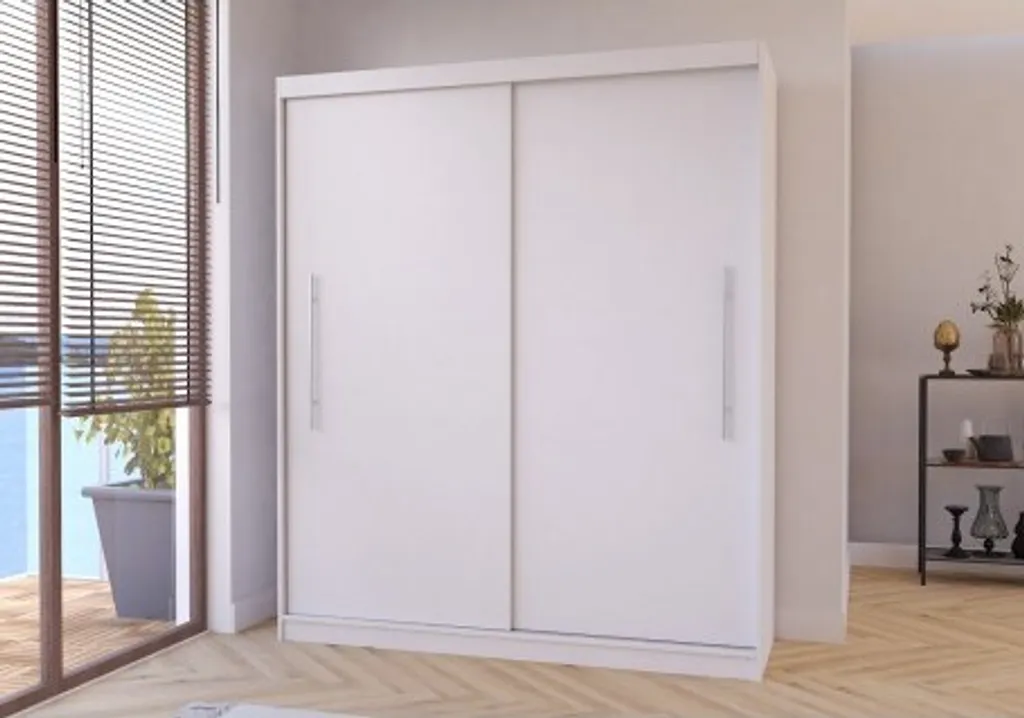 Grand dressing blanc 204 cm Torino avec portes coulissantes gain de place