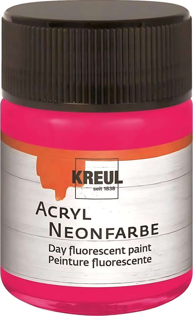 KREUL vernice acrilica neon in barattolo, rosa neon, 50 ml Immagine del prodotto 