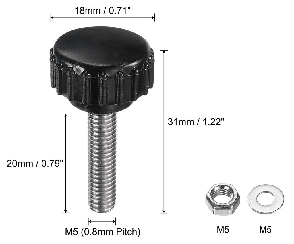 4 Stš¹ck R?ndelschraube mit Gewinde M5 x 20mm Rundkopfschraube mit Muttern Unterlegscheiben, Flš¹gelschrauben Edelstahl 304 Klemmhebel 18mm Kle...