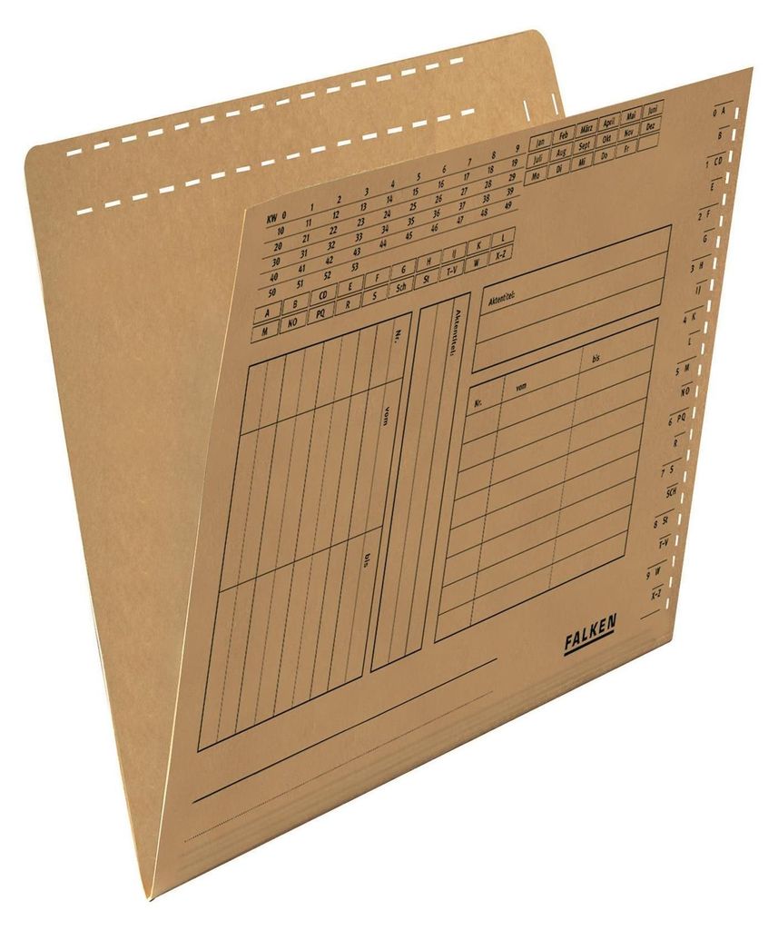 Falken 80004377 Einstellmappe mit Schlitzstanzung Falken braun, Kraftkarton, 230 g/qm
