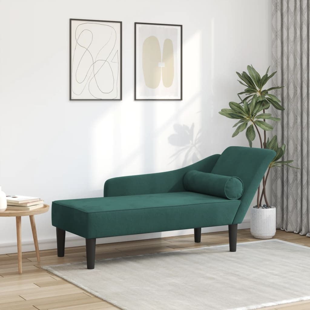 "im Angebot" Chaiselongue mit Kissen Dunkelgrün Samt - Recamieren CC17662