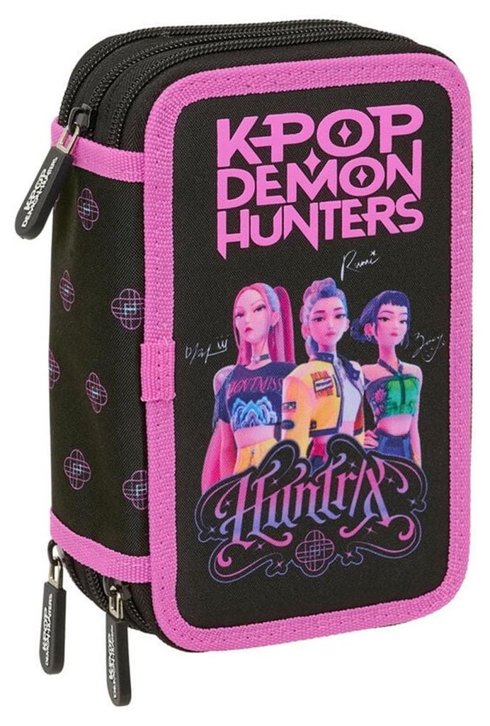 Safta K-pop Demon Hunters etui, zwart. Mannenmodel, zwart. Productafbeelding 