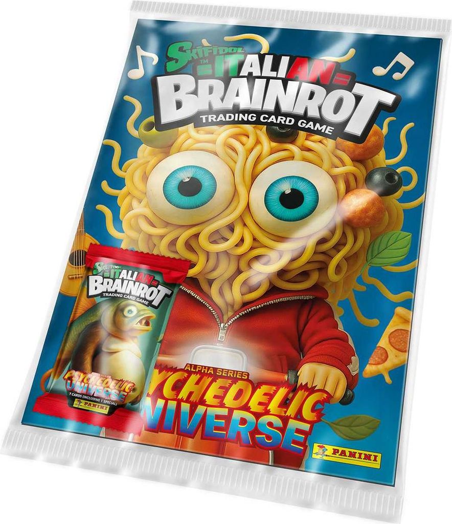 Panini Skifidol Italian Brainrot Psychedelic Universe Alpha-Serie, Megapack-Handelskarten mit Umschlag (7 Karten), Sammelkarten, Geschenk für Jung...