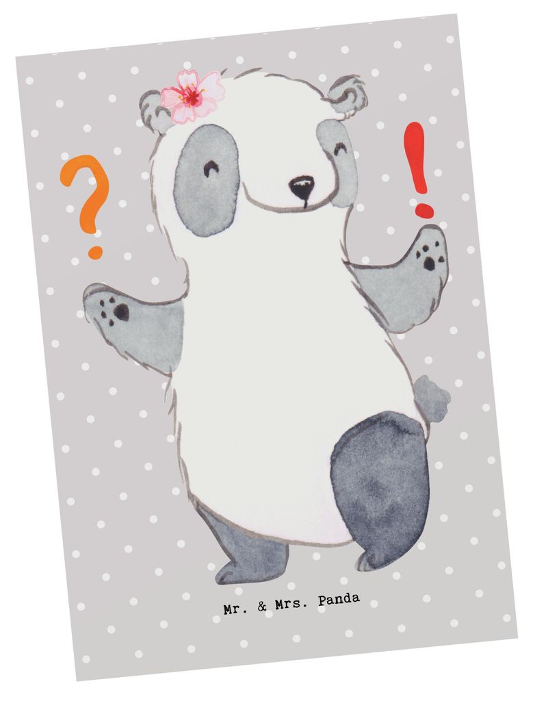 Mr. & Mrs. Panda Postkarte Beraterin Herz - Grau Pastell - Geschenk, Lösung, Schlau, IT Beratung, Eröffnung, Finanzberaterin, Ansichtskarte, Ansi...
