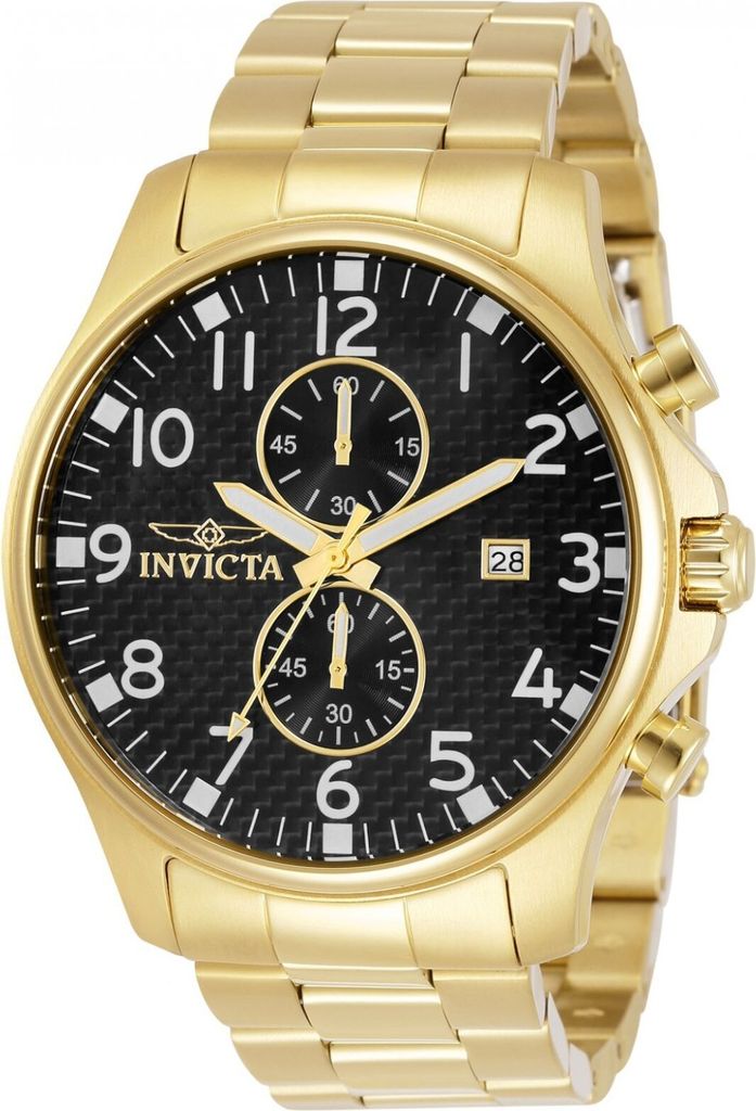 Invicta Specialty 0382 Herrenuhr - Quarzwerk - Edelstahl mit schwarzem Zifferblatt - 48 mm
