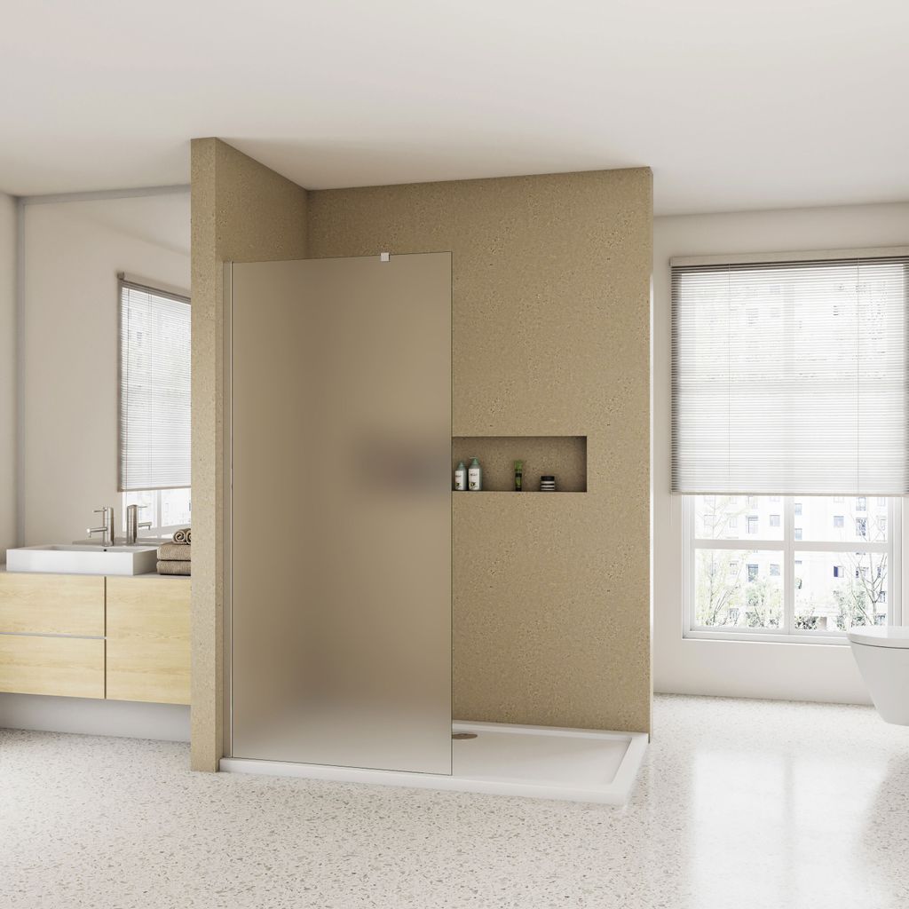 AICA walk in dusche 120X200cm Milchglas Duschwand 10mm NANO ESG-Glas mit einstellbar 73-120cmm Stabilisator Duschabtrennung Duschtrennwand Duschkabine