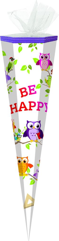 Schultüte / Zuckertüte / 85cm / eckig / "Be Happy"