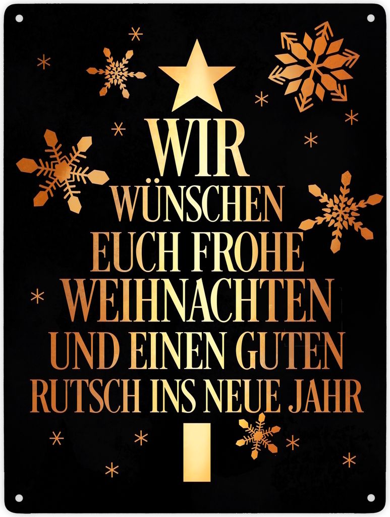 Frohe Weihnachten & einen guten Rutsch Christbaum Metallschild XXL in 28x38 cm