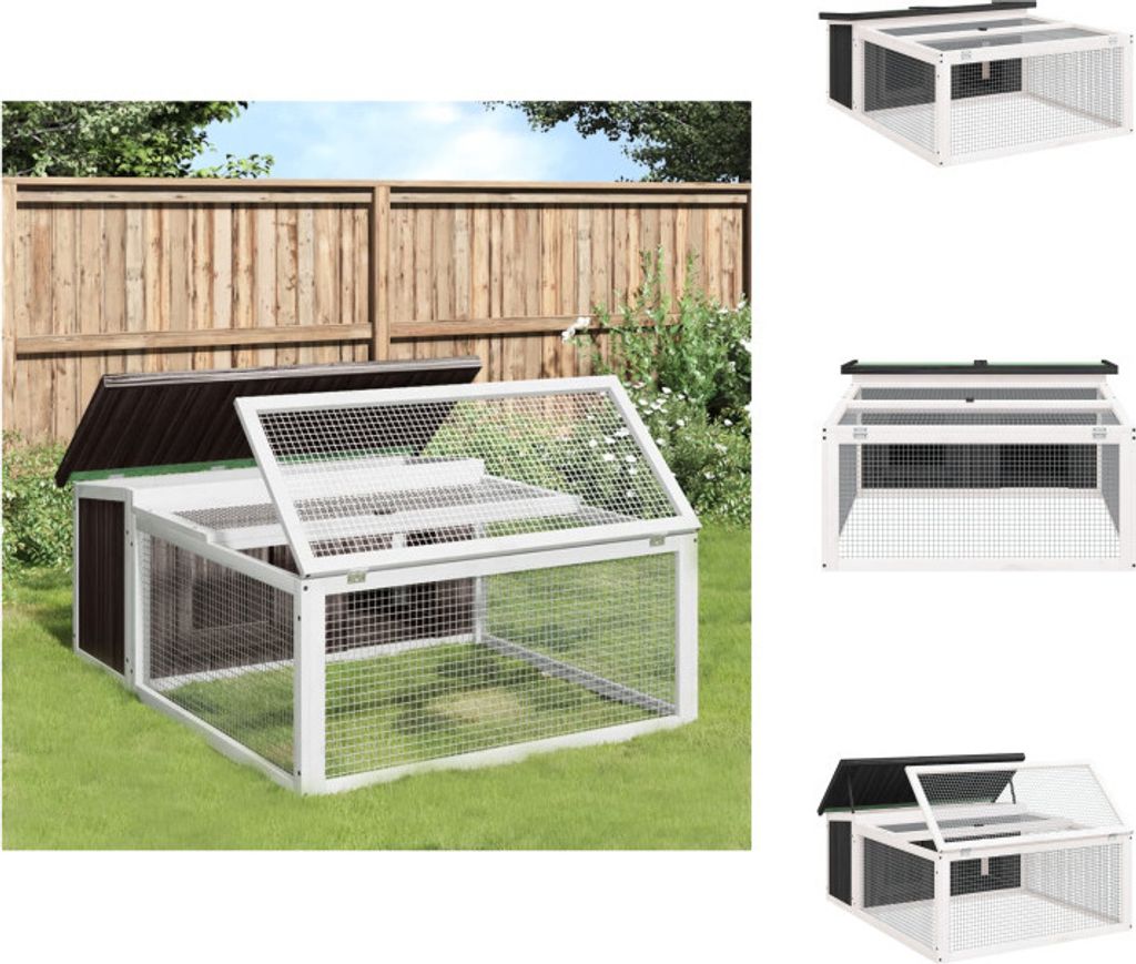 vidaXL Kaninchenstall Grau 117,5x97x47,5 cm Massivholz Kiefer - Lebensräume & Gehege für Kleintiere